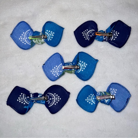 Dark Tie Dye Paisley Bandana Knotted Hair Bow - Picture 10 of 11